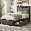 Twin Size Bed Frame with Storage Drawers and Charging Station J85652