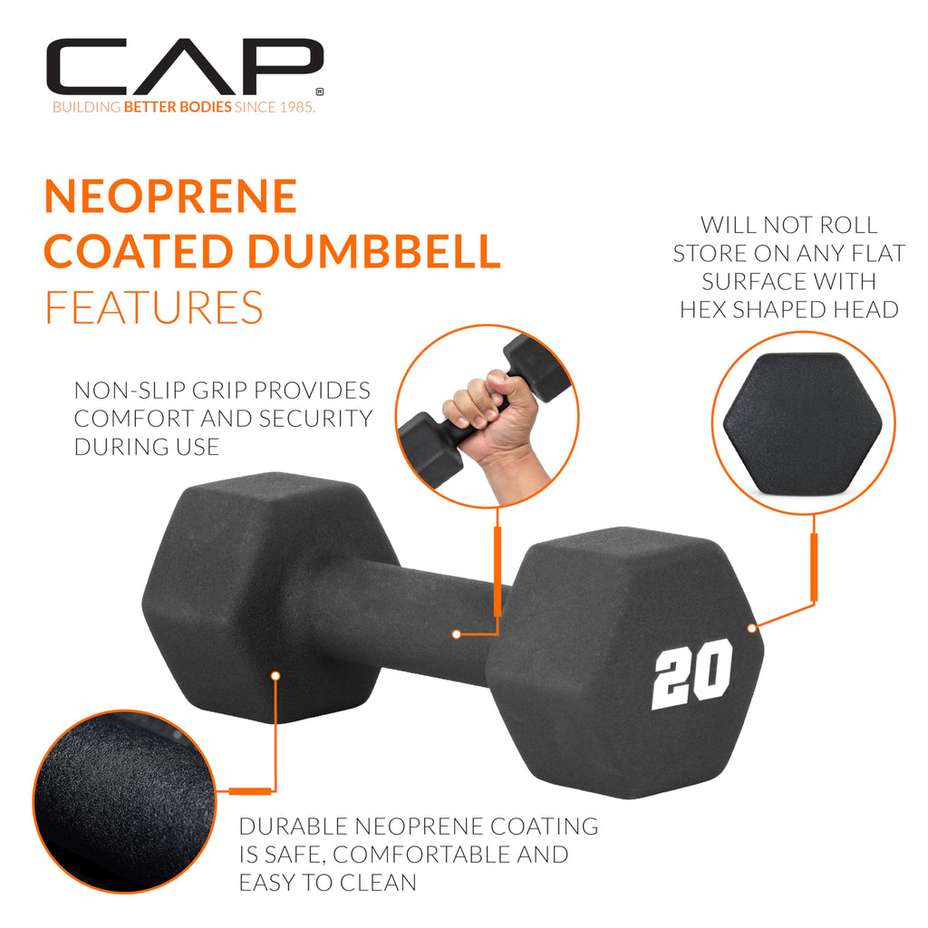 Black 20 lb Neoprene Dumbbell Pair Z34821