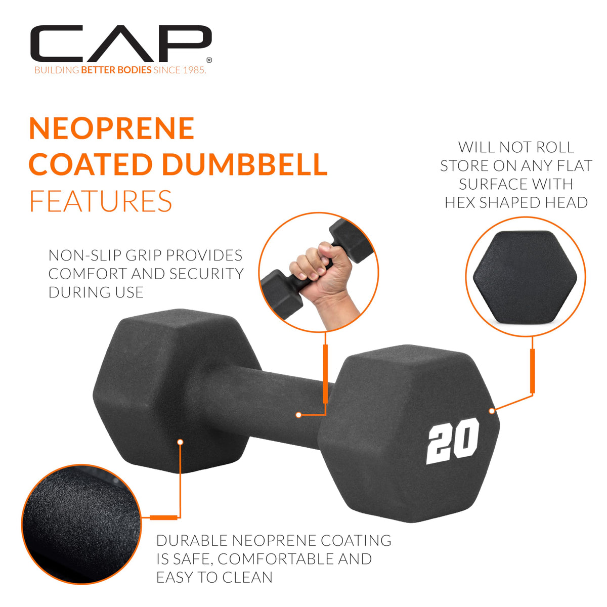 Black 20 lb Neoprene Dumbbell Pair Z34821