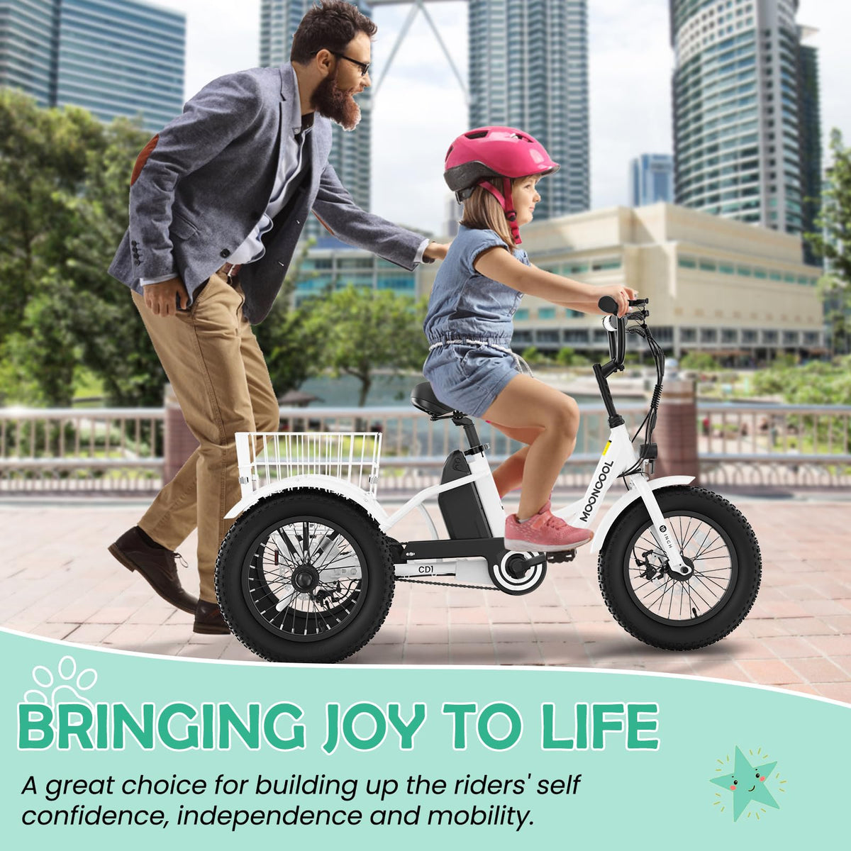 250W 16IN 3 Wheels Electric Tricycle with Removable Battery and Rear Basket U7635