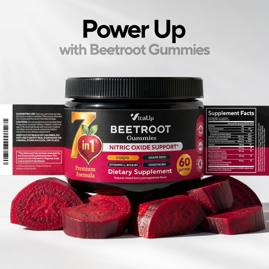 Beet Root Gummies with CoQ10, Grape Seed, Vitamin C, B12 & B3 W4596