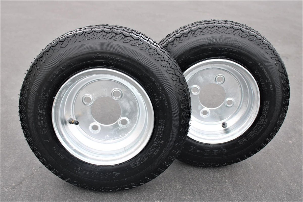 4.80-8 Trailer Tire & Wheel, 6 Ply, 4 Lug Galvanized, Set of 2 X1843