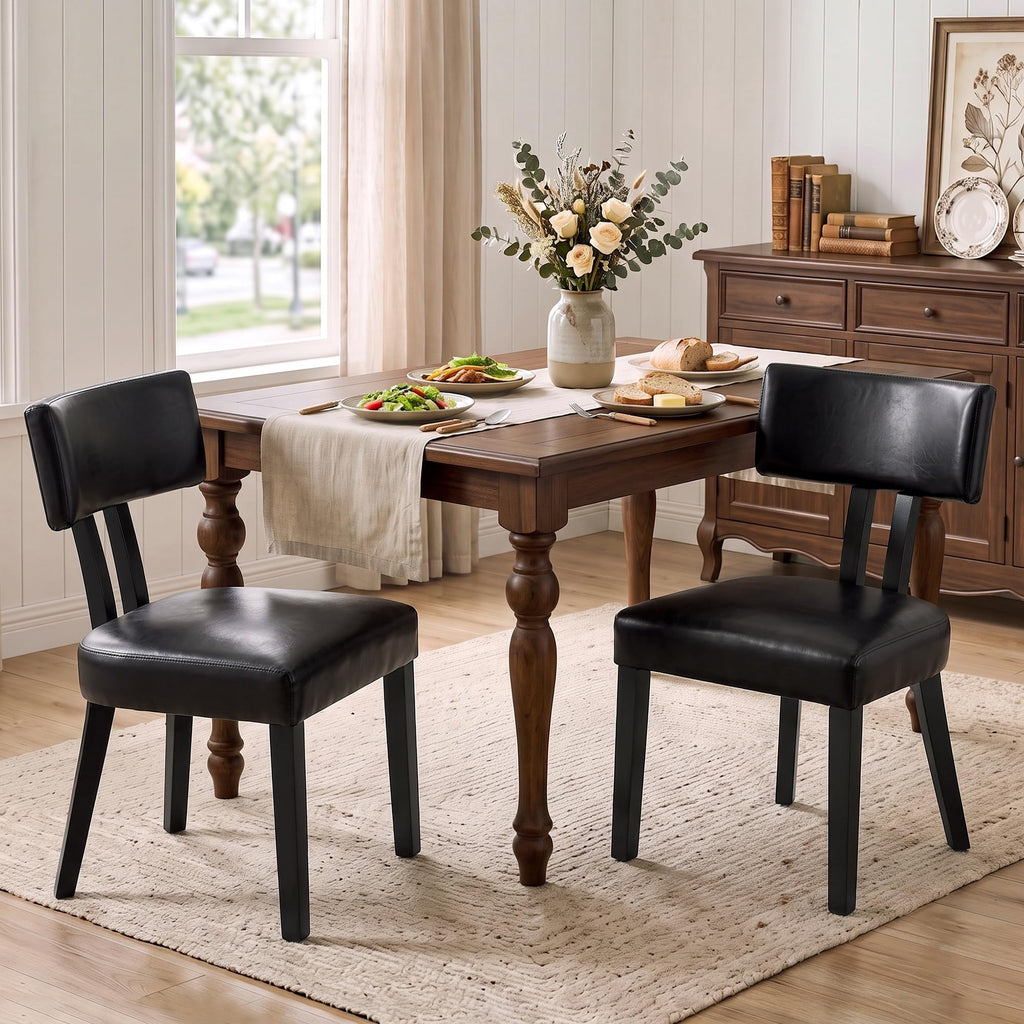 Gloss Black Upholstered Dining Chairs Set of 2 C107068