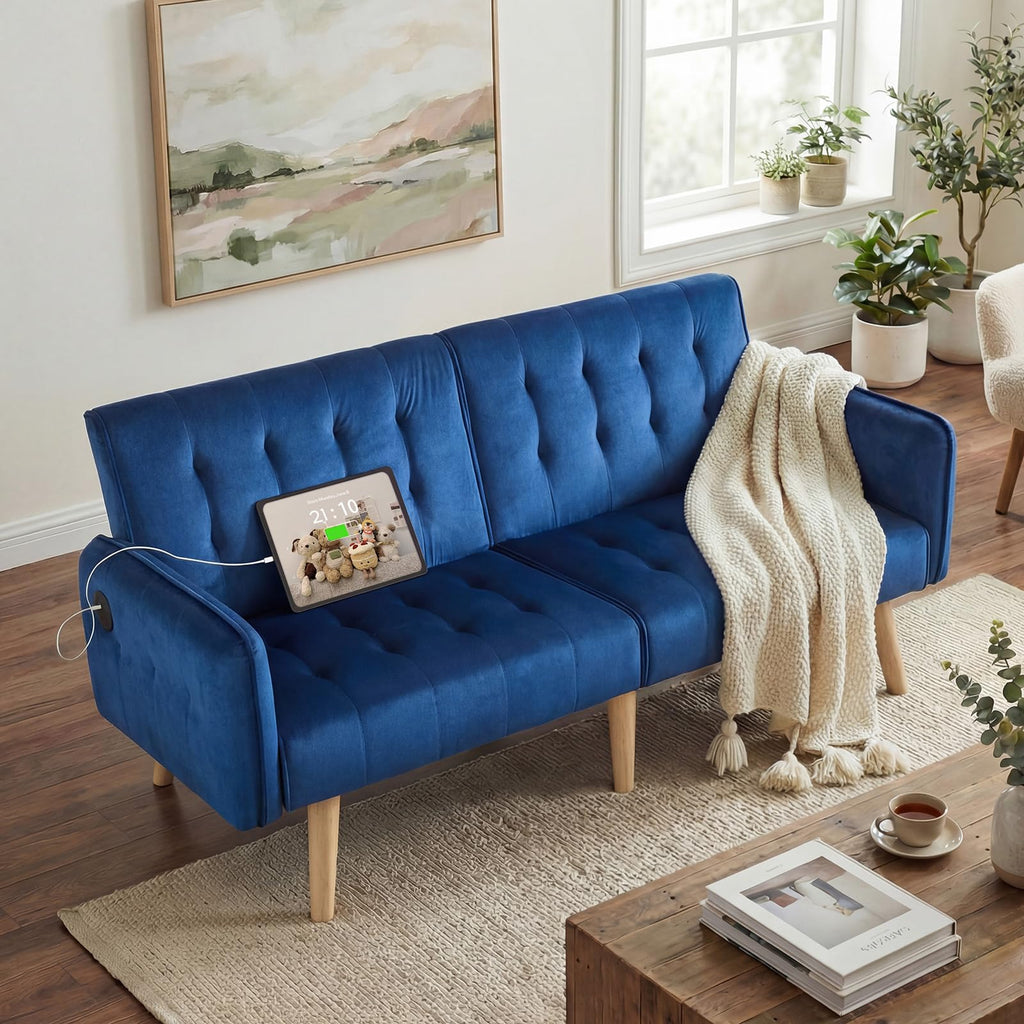 65'' Convertible Futon Sofa Bed with USB G94032