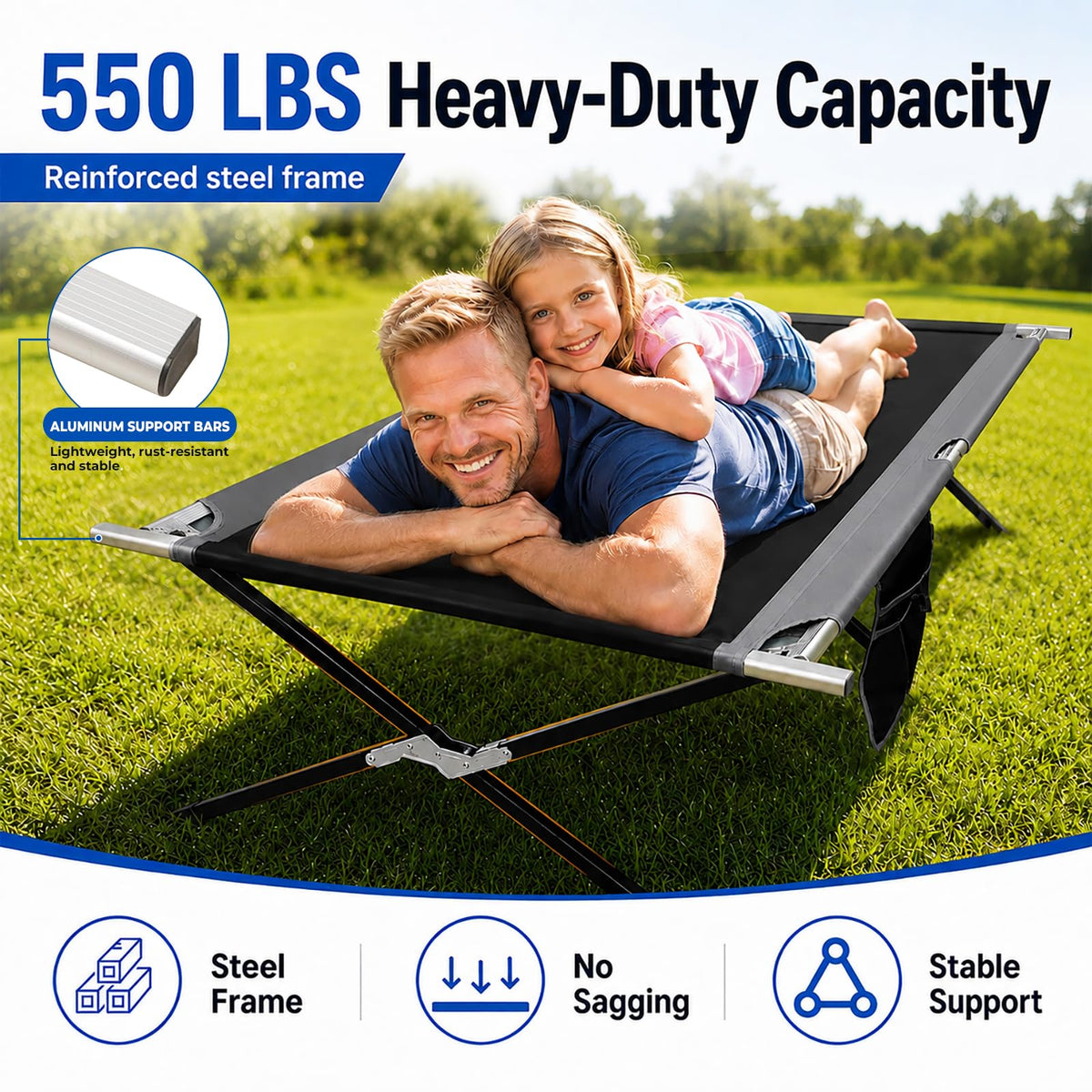 42" Extra Wide Heavy Duty Folding Cot Bed with Carry Bag O745886