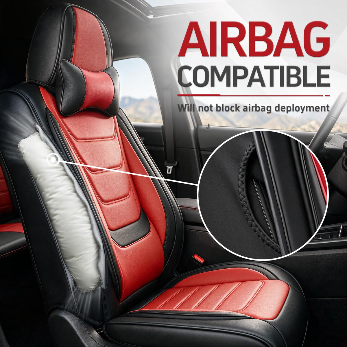 Black Red Seat Covers Full Set Q584