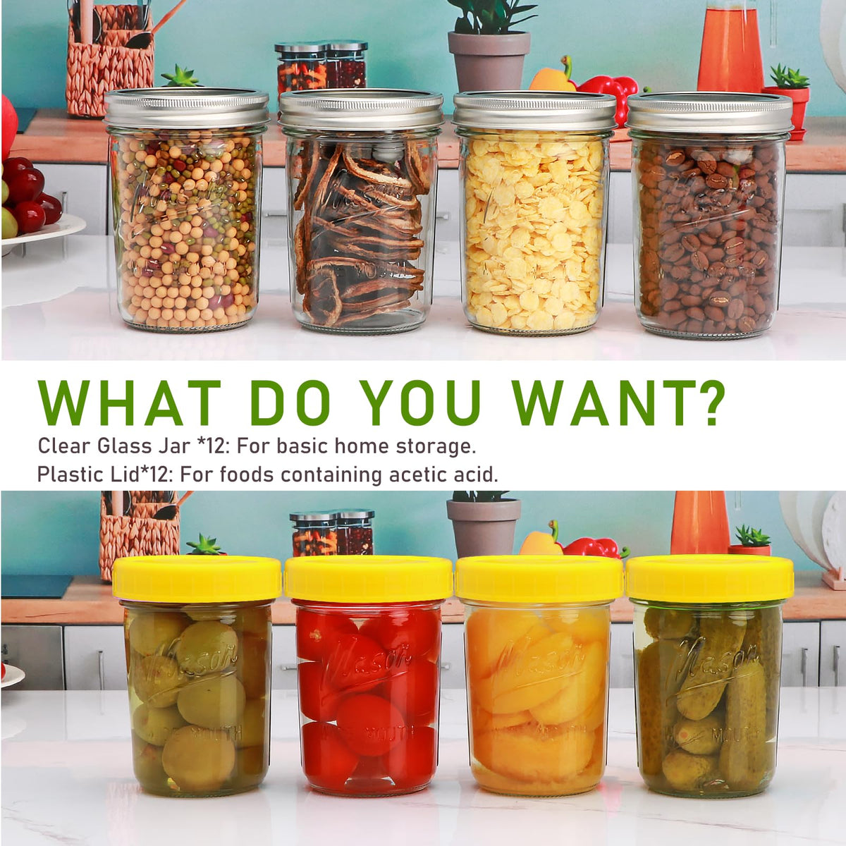 16 oz Glass Mason Jars with Lids 12pcs B679