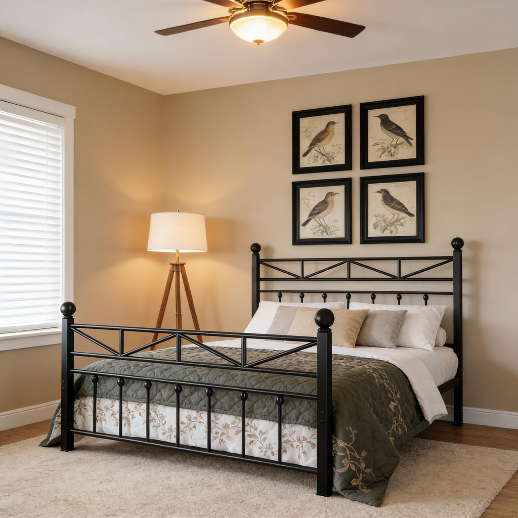 Black Queen Size Metal Bed Frame W254