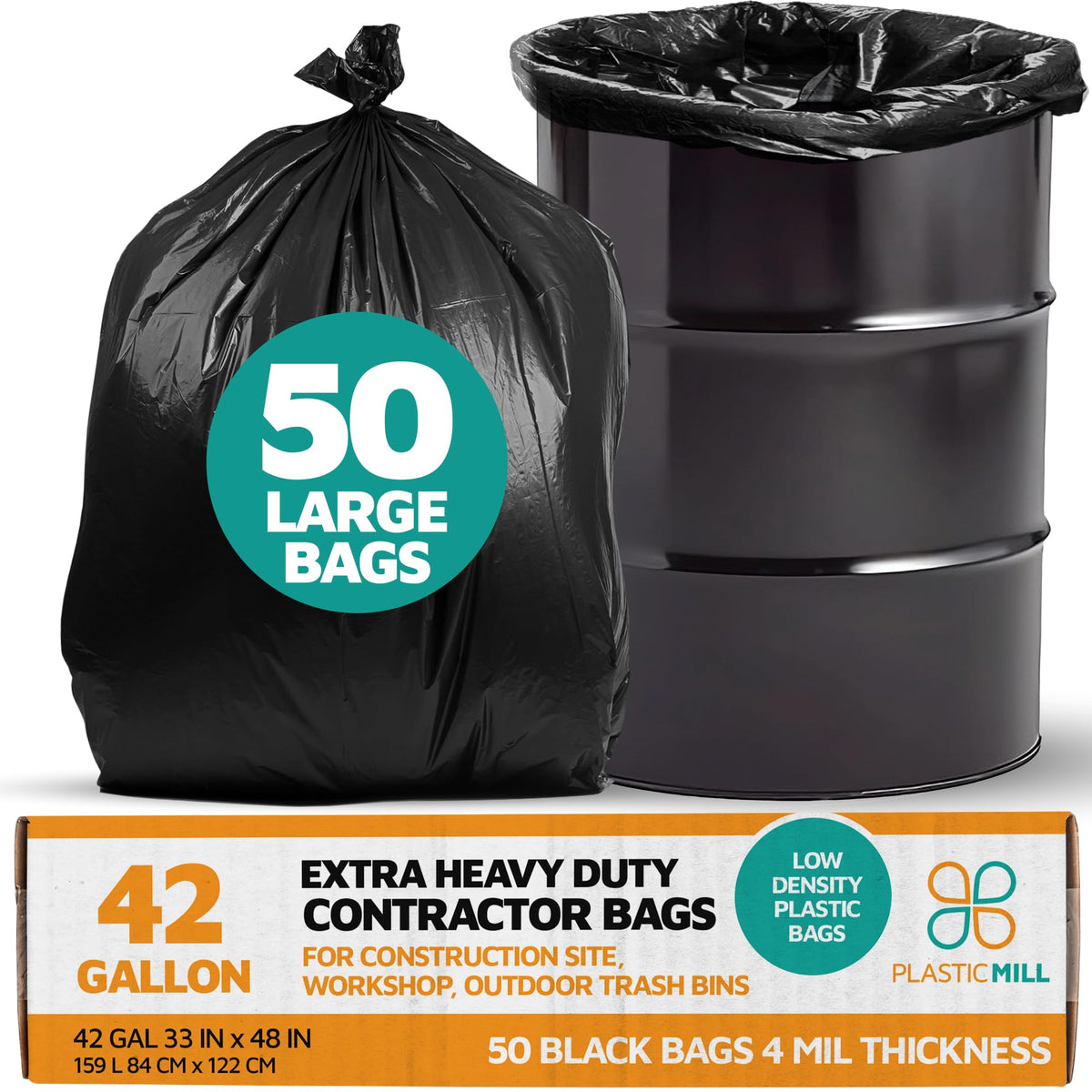 42-Gallon 4 Mil Black Contractor Bags 50-Count B816110