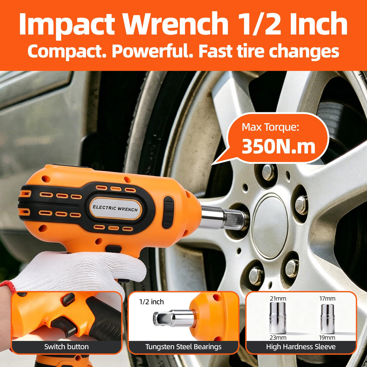 5 Ton 12V Electric Car Jack Kit with Impact Wrench and Tire Inflator Pump G68542