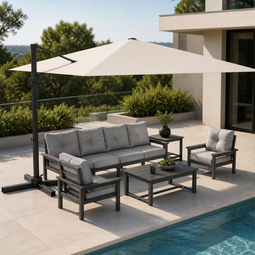 11ft Offset Cantilever Patio Umbrella with Solar Lights C880453