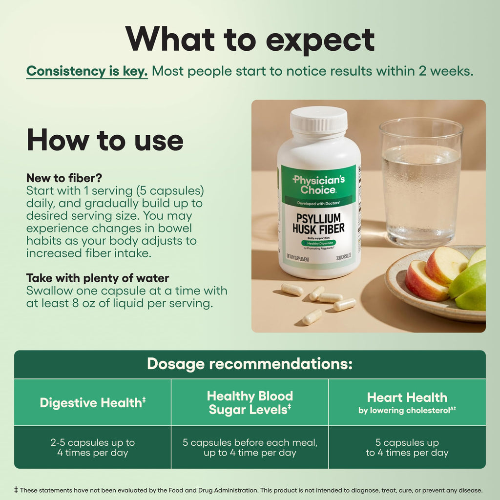 Vegan Psyllium Husk Fiber 300 Capsules M405