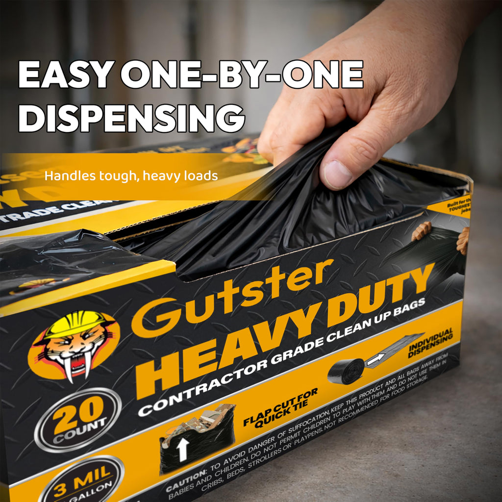 20 Count 42 Gallon 3 Mil Black Contractor Trash Bags A93837
