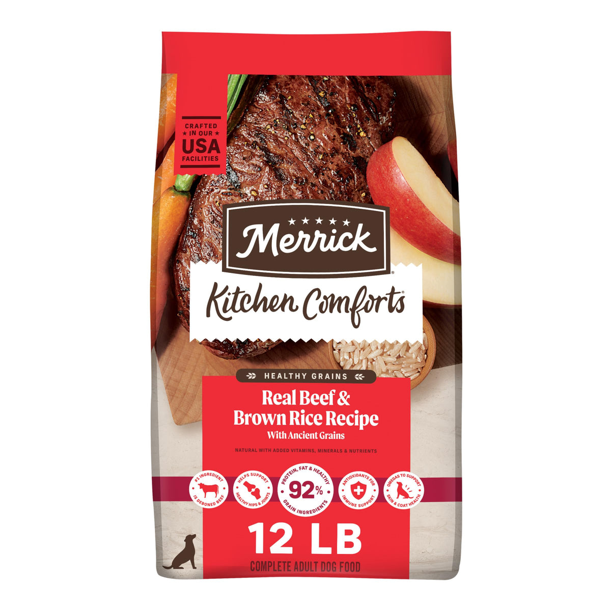 Adult Dry Dog Food Beef and Brown Rice 12 lb X494995