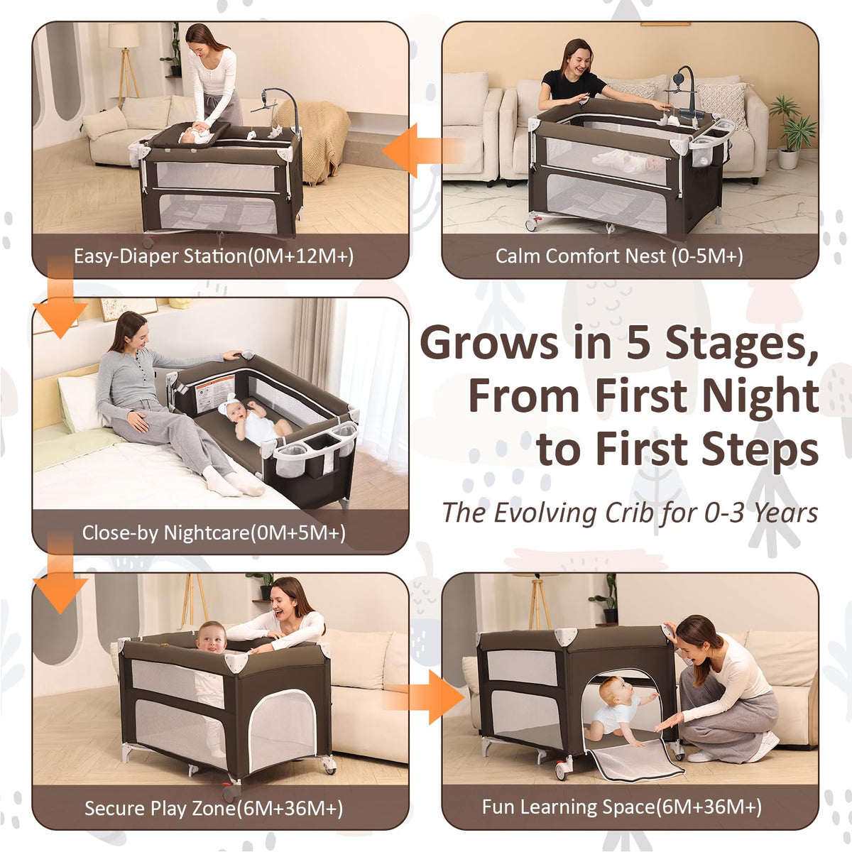 5-in-1 Baby Bassinet Bedside Sleeper A148344