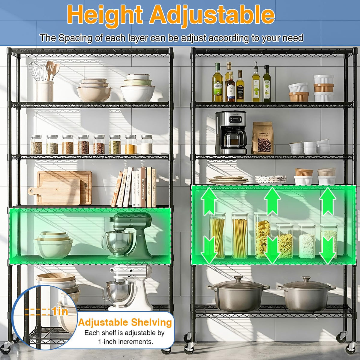 6-Tier Wire Shelf with Wheels Q65720