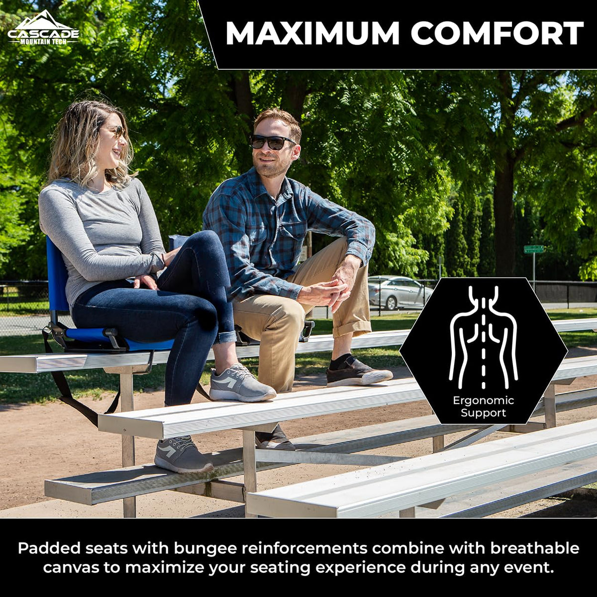 Portable Folding Steel Stadium Seats for Bleachers, Black O566309