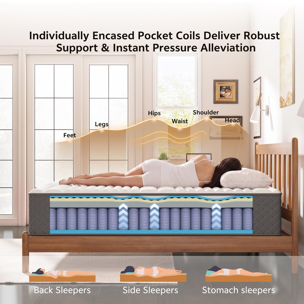 12 Inch Cooling-Gel Memory Foam Pocket Spring Hybrid Mattress B3897