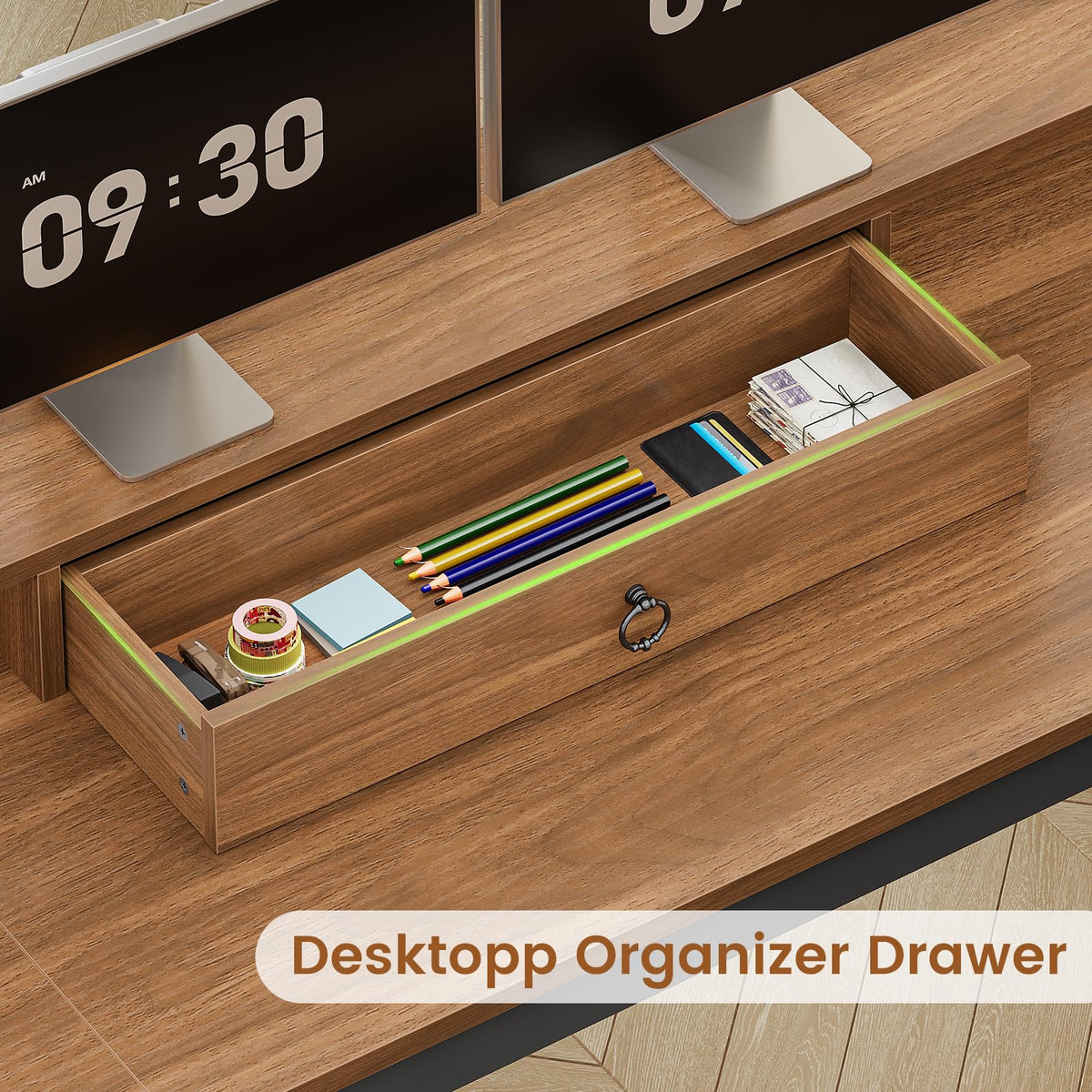 63" L Shaped Desk with Drawers and Storage Cabinet O7139
