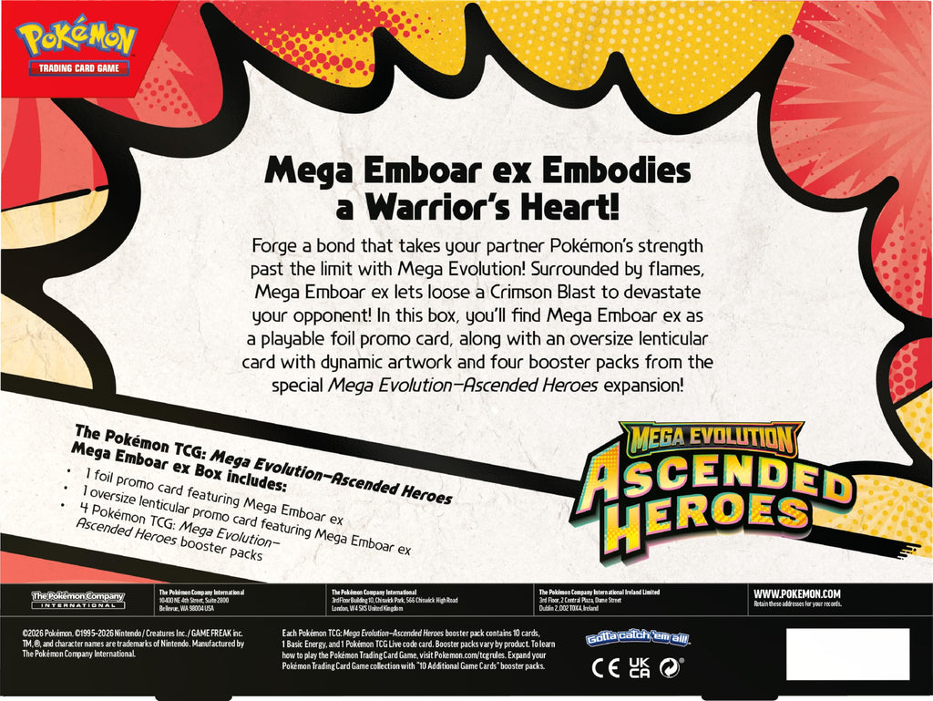 Mega Emboar ex Box (1 Foil Promo Card, 1 Oversize Lenticular Card & 4 Booster Packs) T62578