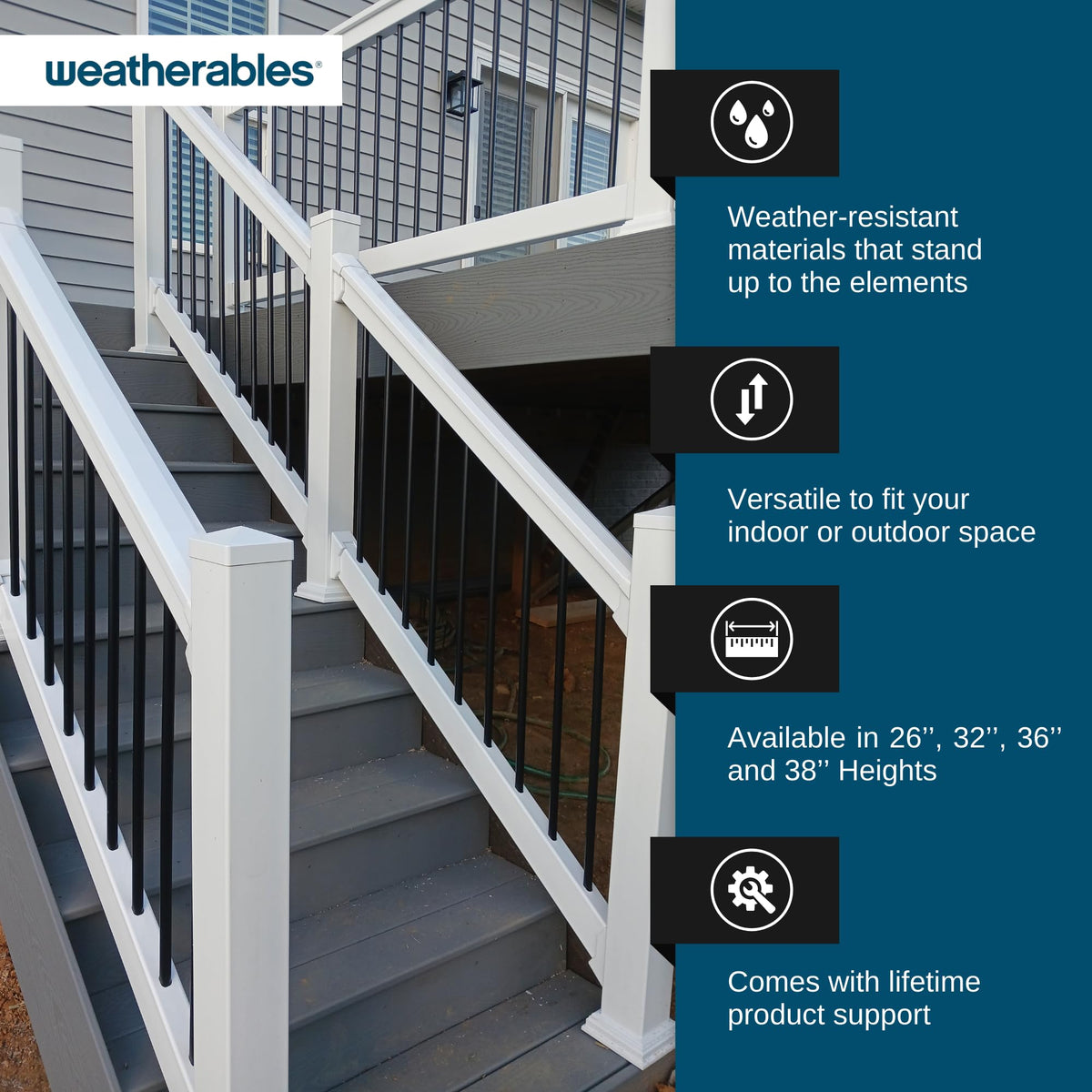 26'' Black Aluminum Balusters 20pk T906