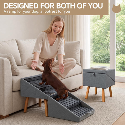 2-in-1 Wooden Pet Stairs & Ottoman L133