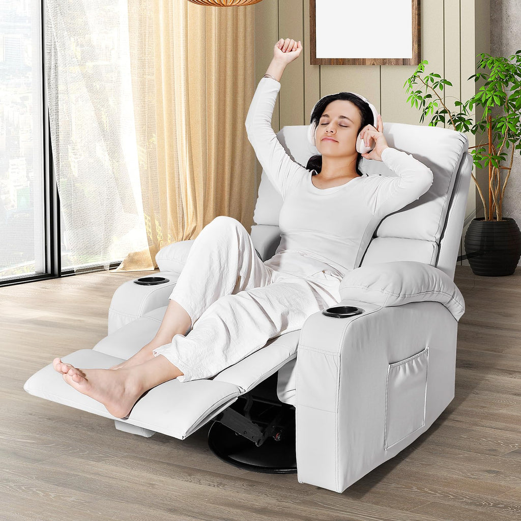 Light Grey Faux Leather Rocking Recliner Chair with Massage and Heat K135813