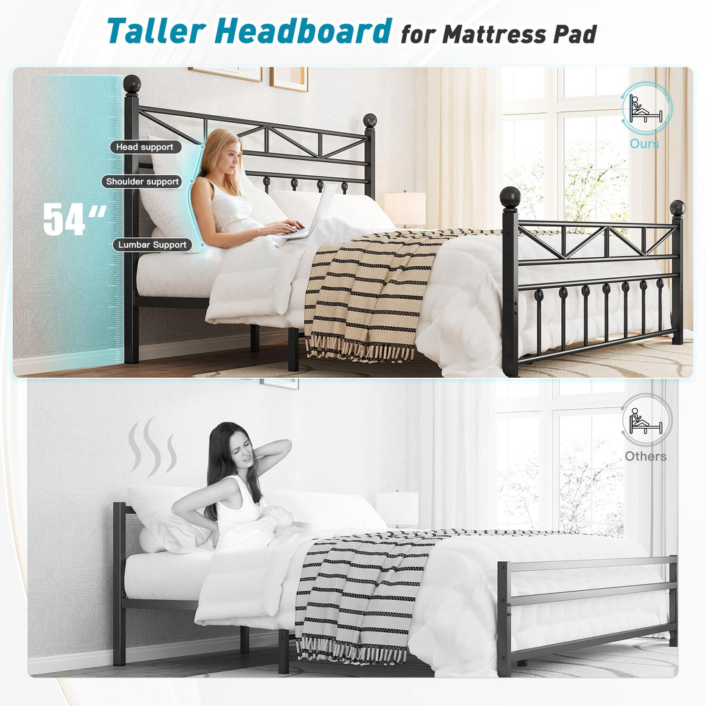 Black Queen Size Metal Bed Frame W254