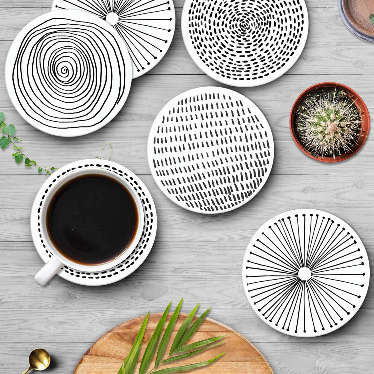Set of 6 Ceramic Stone Coasters Q88393
