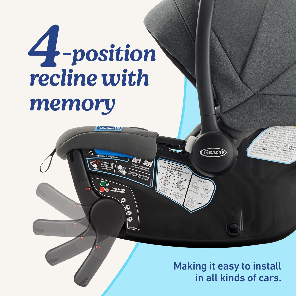 Infant Car Seat, Lightweight, Reclining Rear Facing Y735