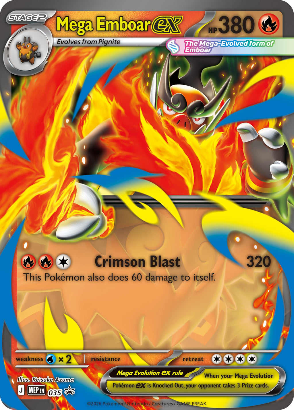 Mega Emboar ex Box (1 Foil Promo Card, 1 Oversize Lenticular Card & 4 Booster Packs) T62578