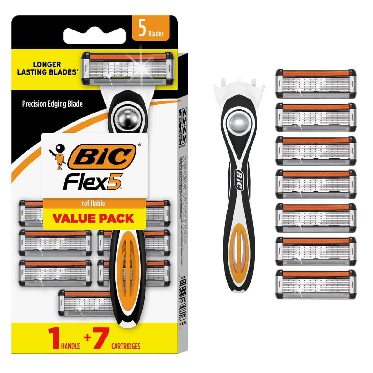 5-Blade Refillable Razors with 7 Cartridges O4739