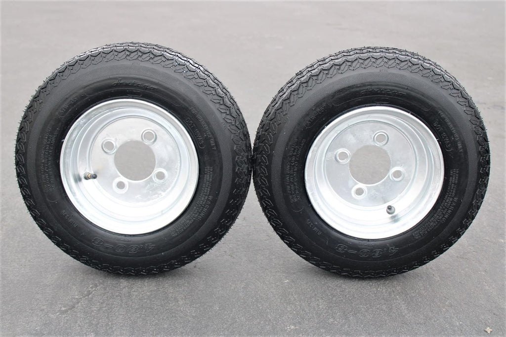 4.80-8 Trailer Tire & Wheel, 6 Ply, 4 Lug Galvanized, Set of 2 X1843