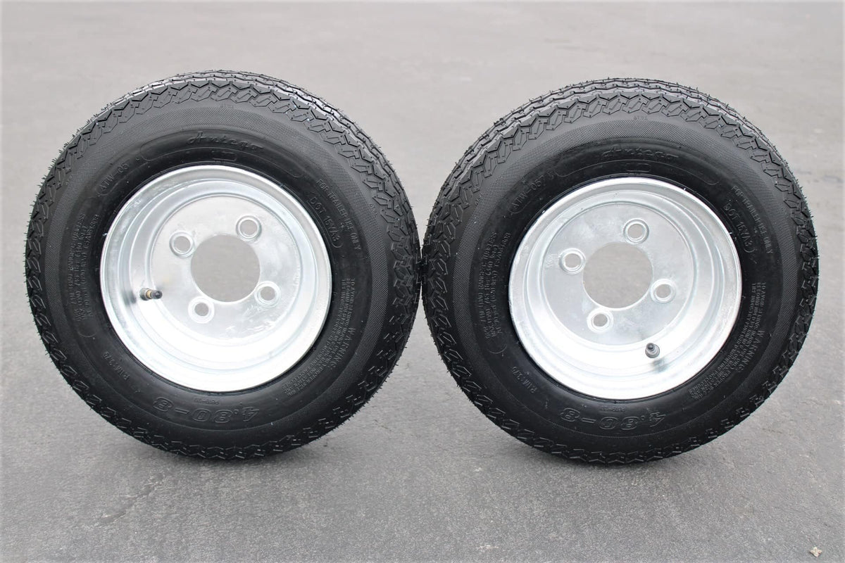 4.80-8 Trailer Tire & Wheel, 6 Ply, 4 Lug Galvanized, Set of 2 X1843