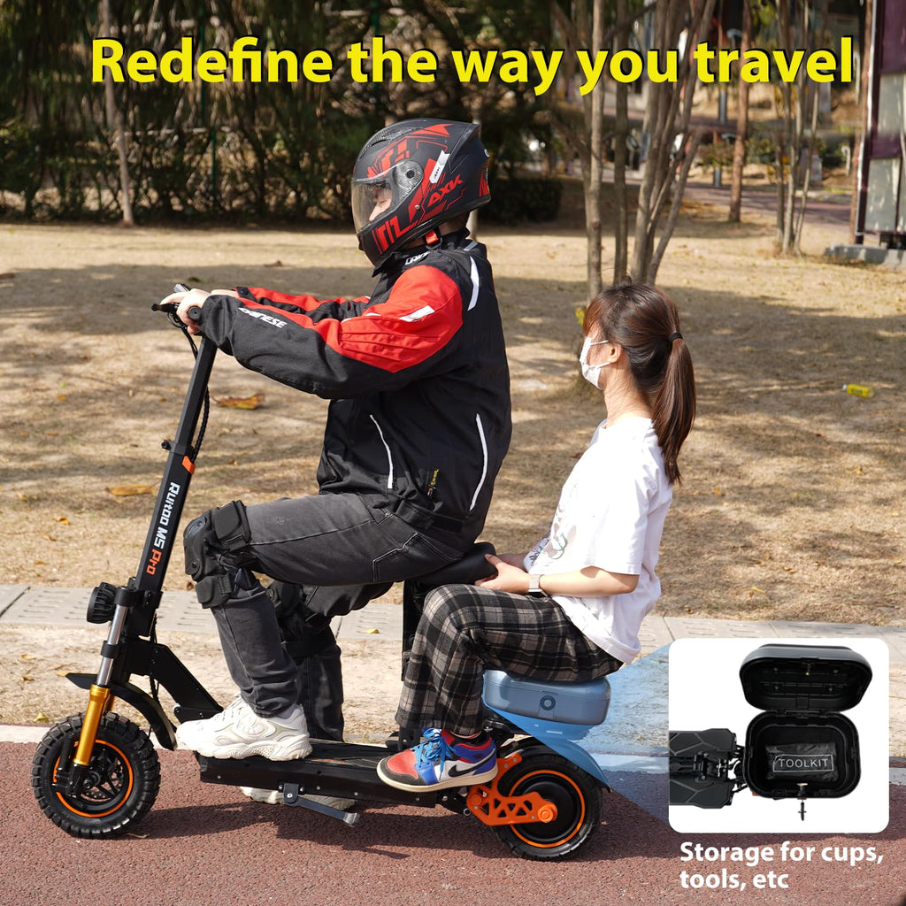 1600 W 50 Miles 40 MPH 10" Off Road Tire Folding E-Scooter 48V 27AH Battery with Detachable Seat Q7291