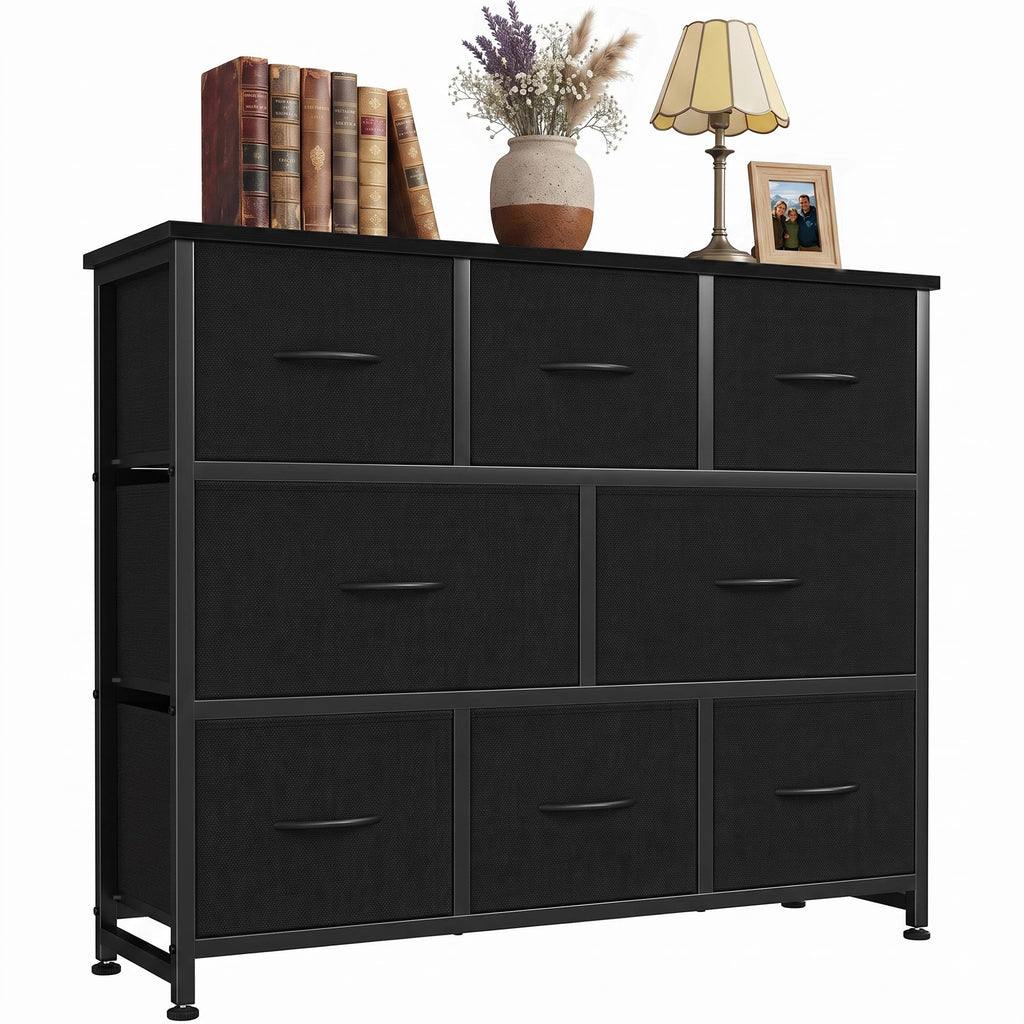 8 Drawer Fabric Dresser with Wood Top V891660