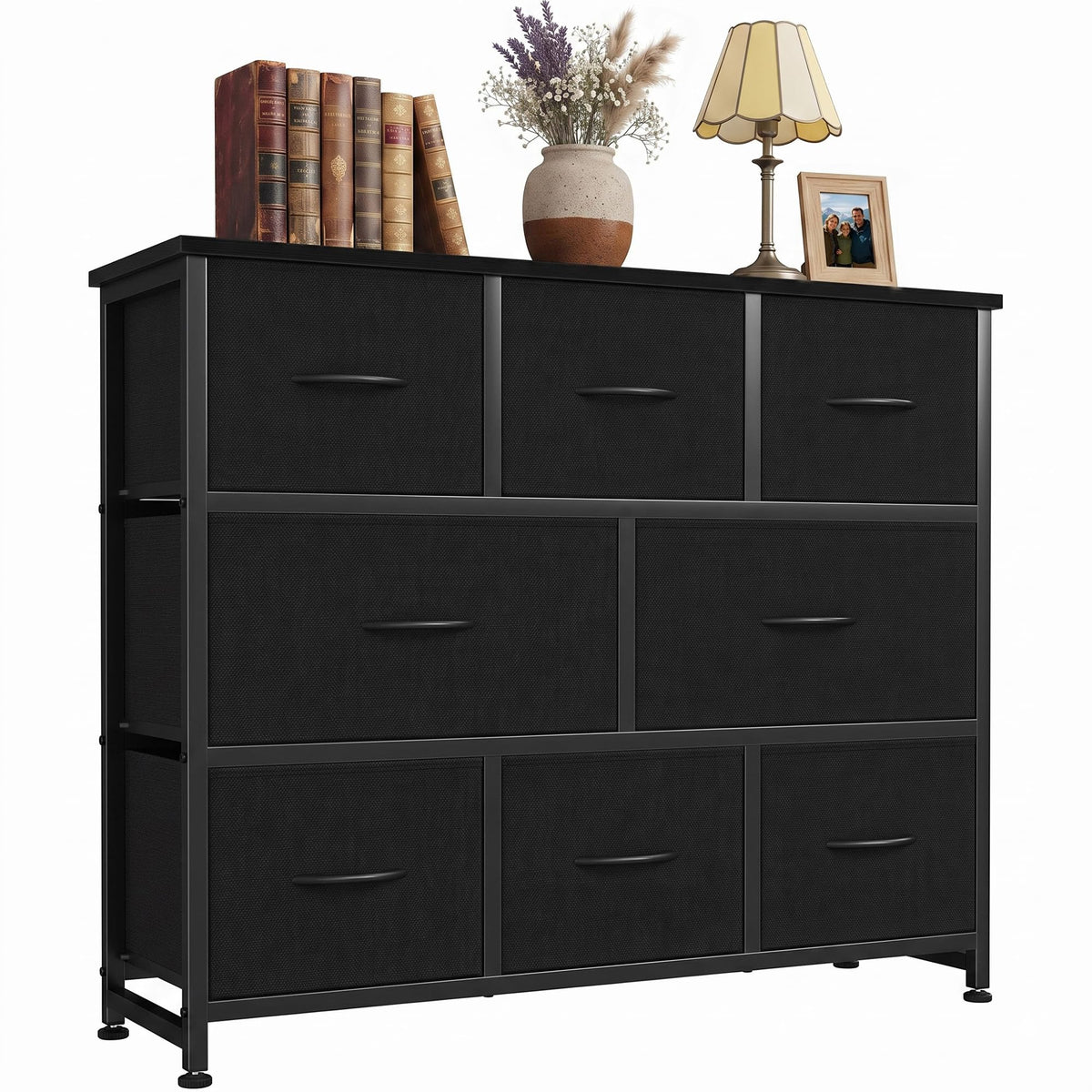 8 Drawer Fabric Dresser with Wood Top V891660