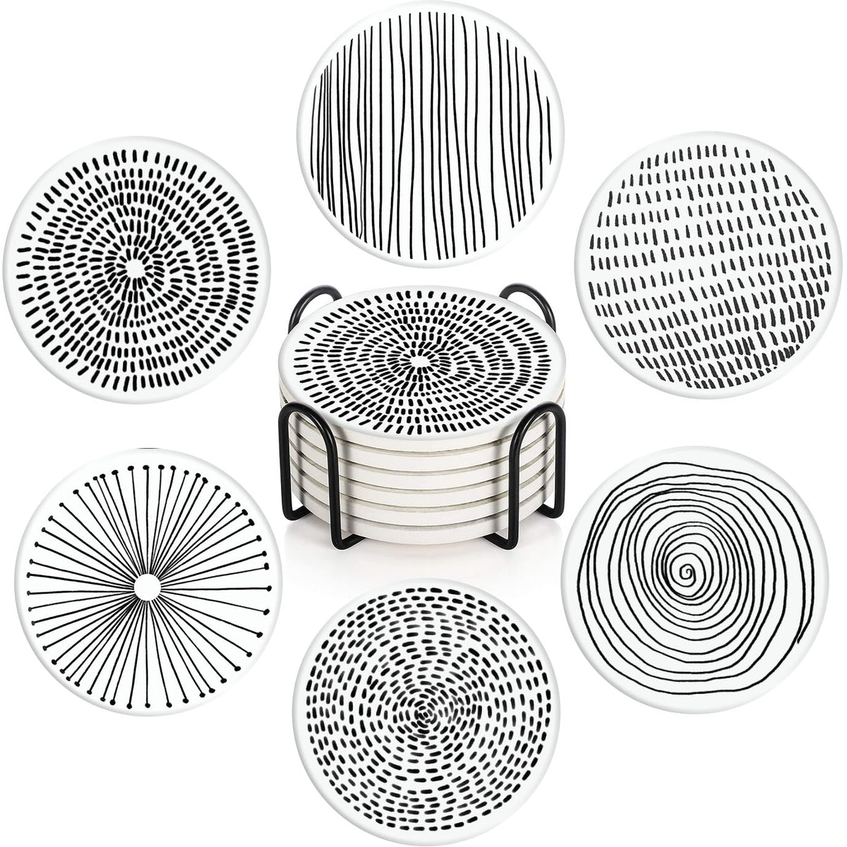 Set of 6 Ceramic Stone Coasters Q88393