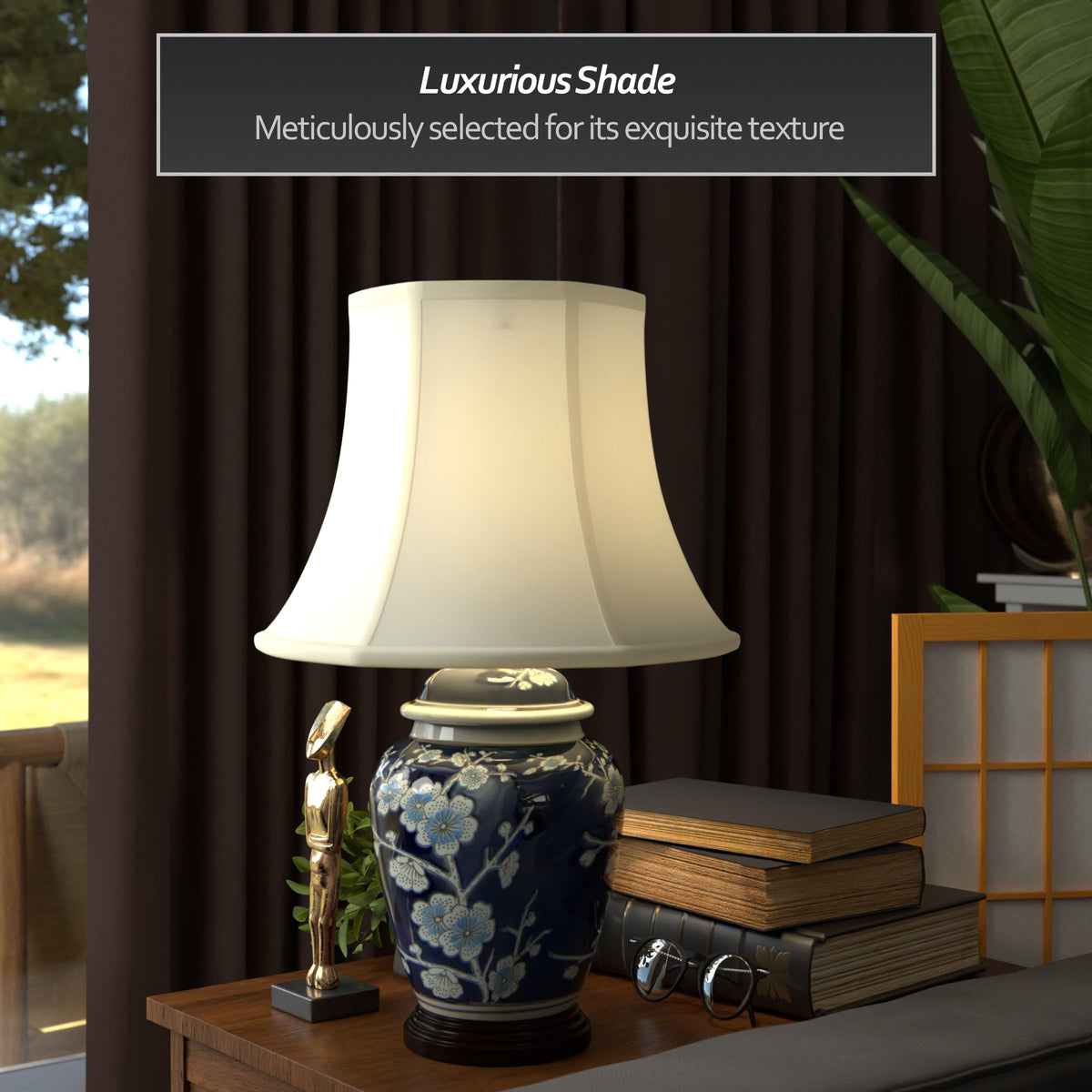 22" Blue Cherry Blossom Lamp Q453182