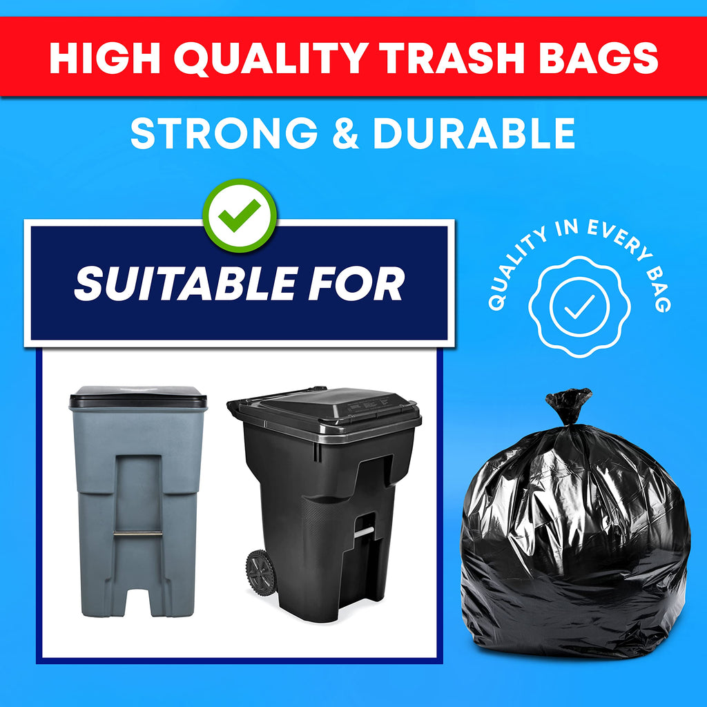 95-96 Gallon Black Heavy Duty Trash Bags with Ties U290