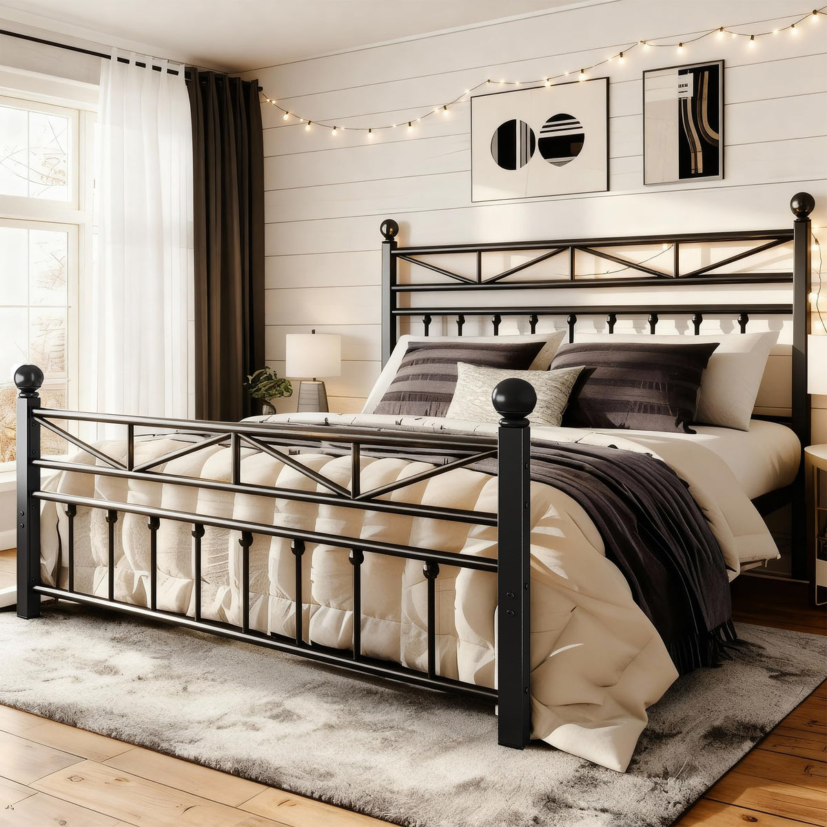 Black Queen Size Metal Bed Frame W254
