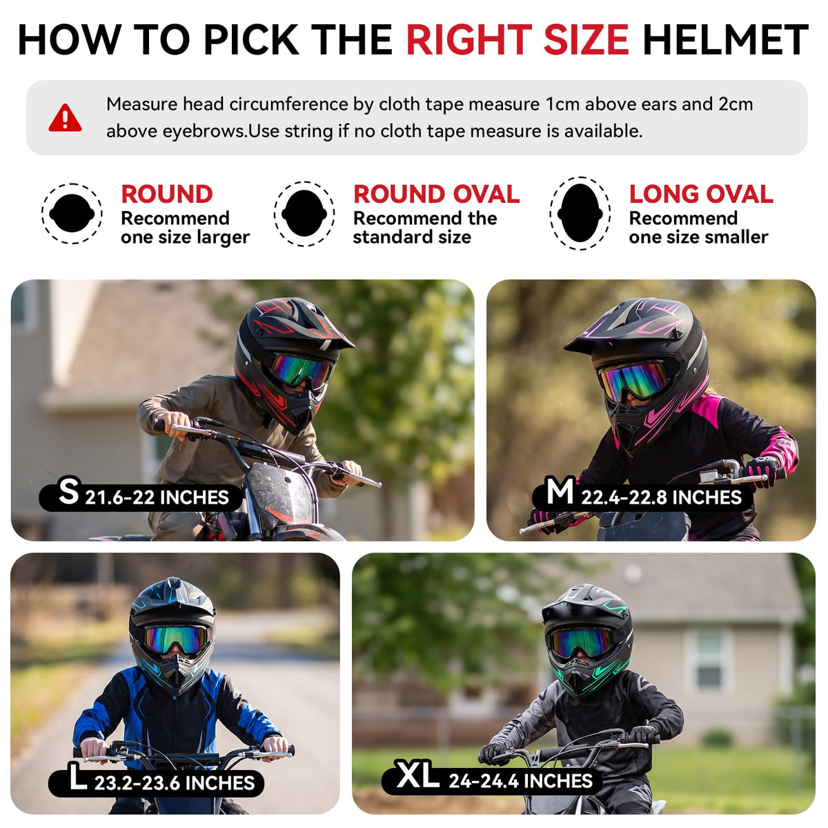 Youth Kids Full Face Motocross Helmet 4PCS Set DOT Approved Red XL Z4133