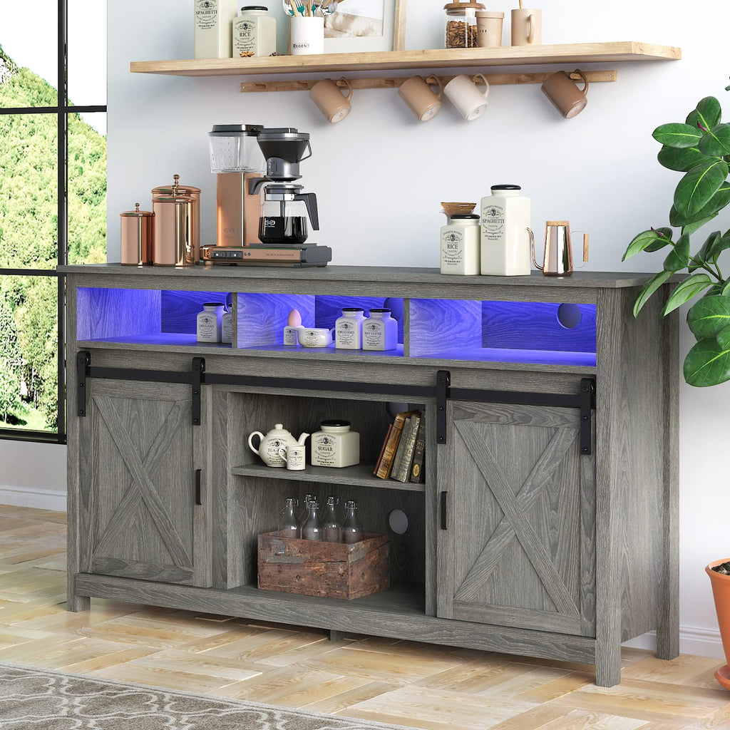 Wash Grey Wooden TV Stand with Sliding Barn Door B52595
