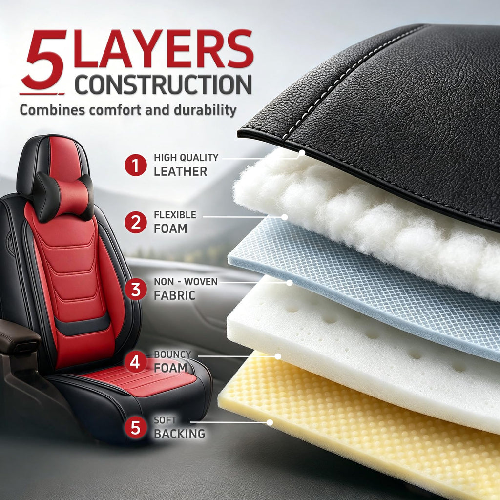 Black Red Seat Covers Full Set Q584