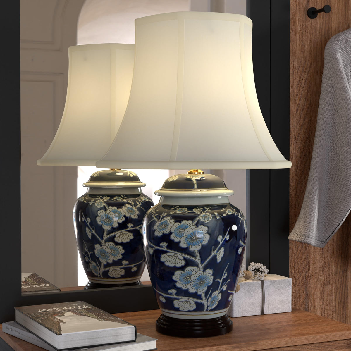 22" Blue Cherry Blossom Lamp Q453182