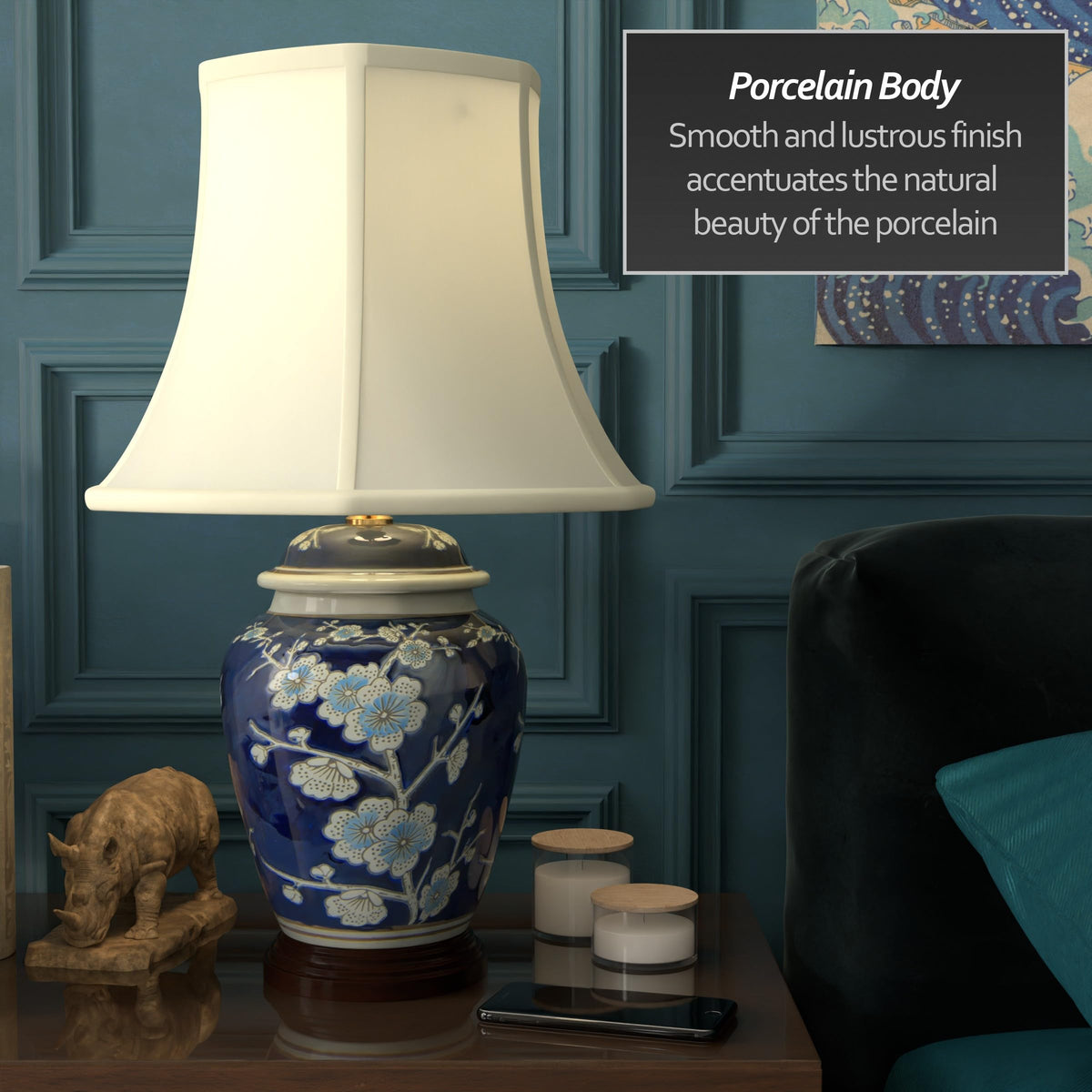 22" Blue Cherry Blossom Lamp Q453182