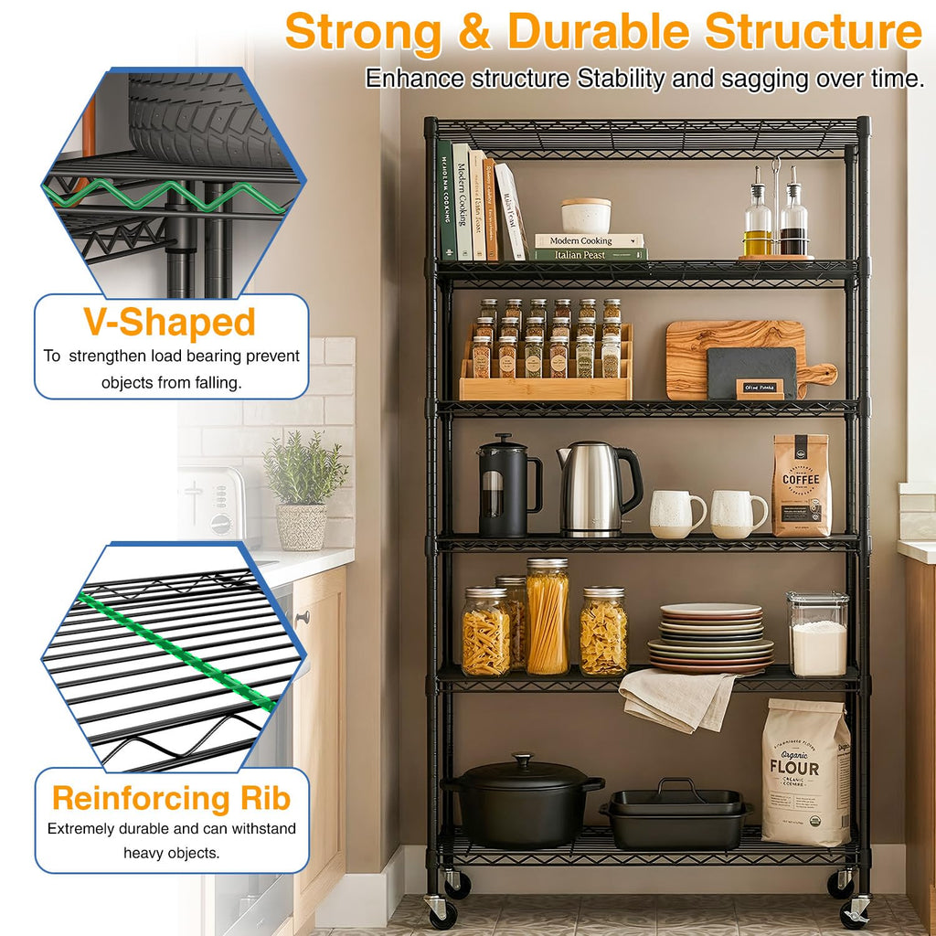6-Tier Wire Shelf with Wheels Q65720