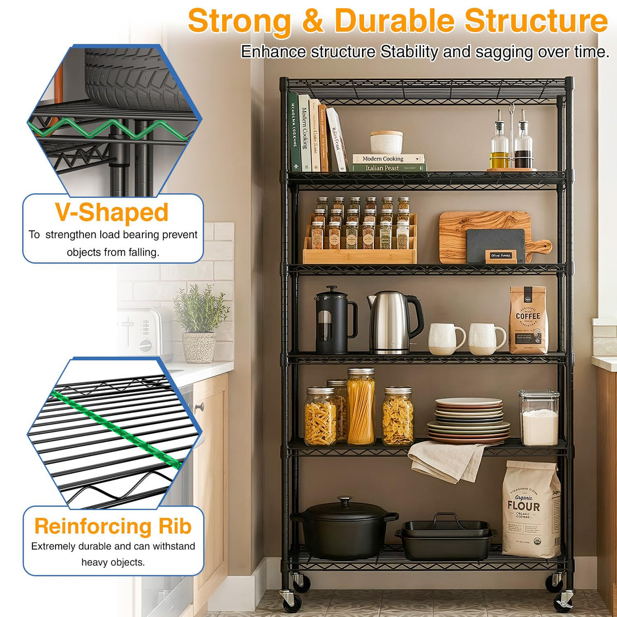 6-Tier Wire Shelf with Wheels Q65720