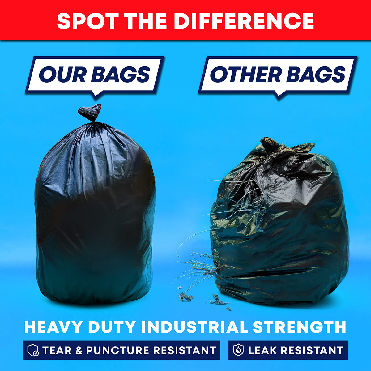 95-96 Gallon Black Heavy Duty Trash Bags with Ties U290
