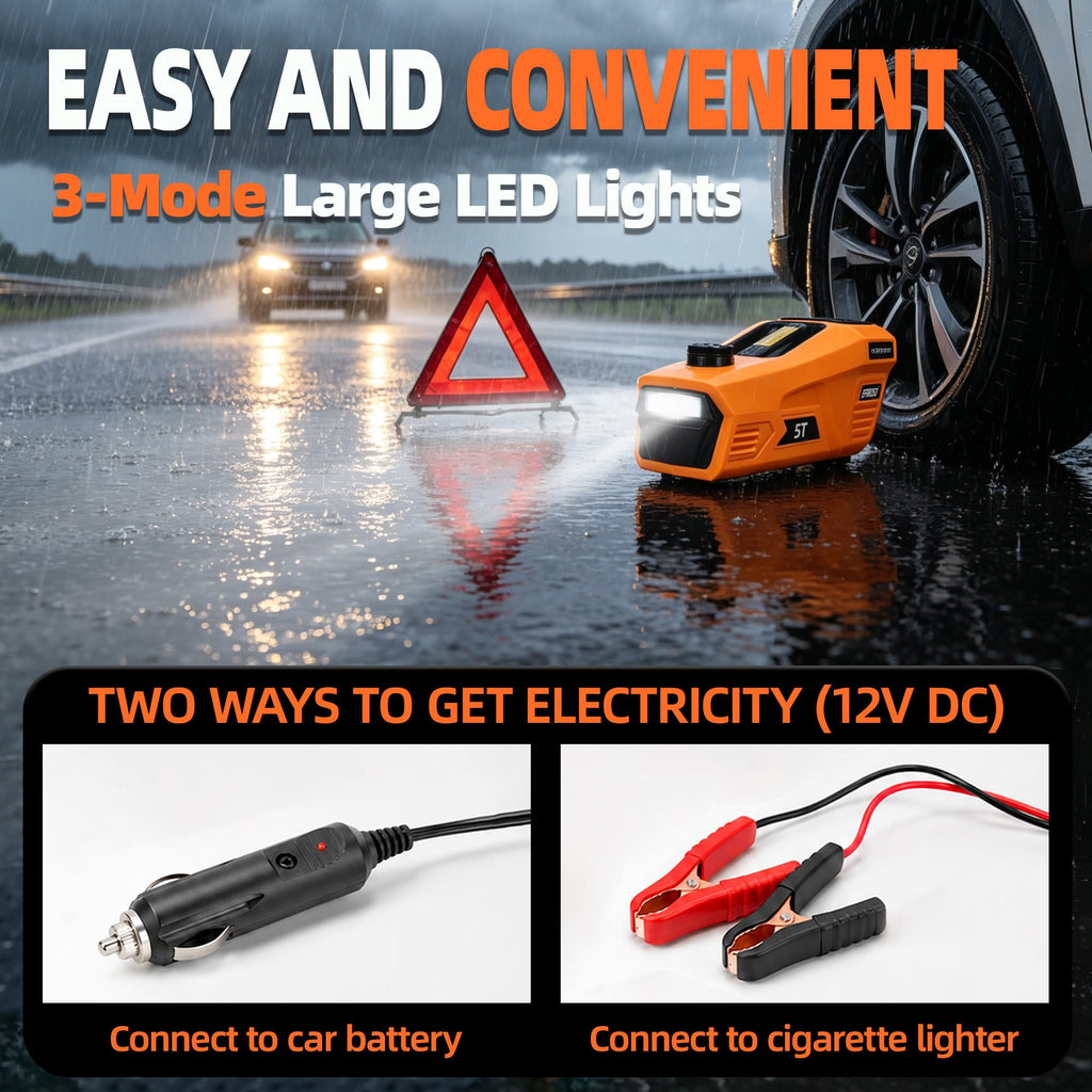 5 Ton 12V Electric Car Jack Kit with Impact Wrench and Tire Inflator Pump G68542